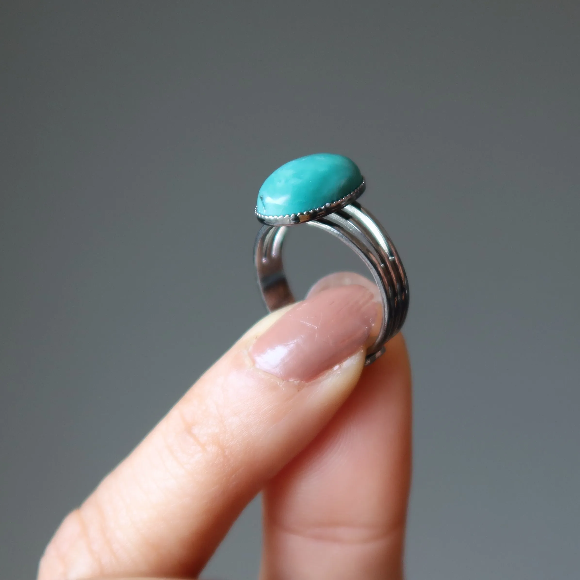 Turquoise Ring Adjustable Gunmetal