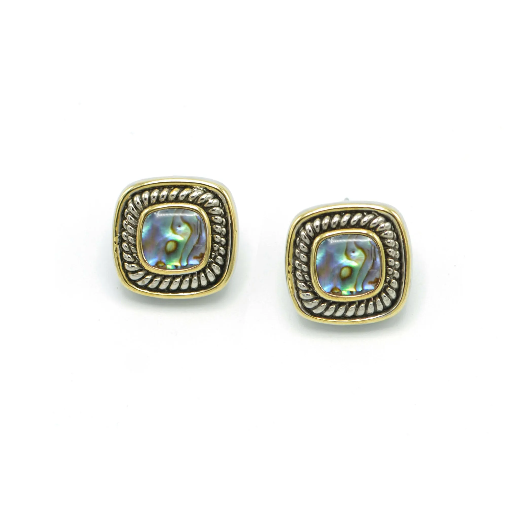 Two Tone Abalone Square Earrings Set# 73014ER-ABAL.(FA12)