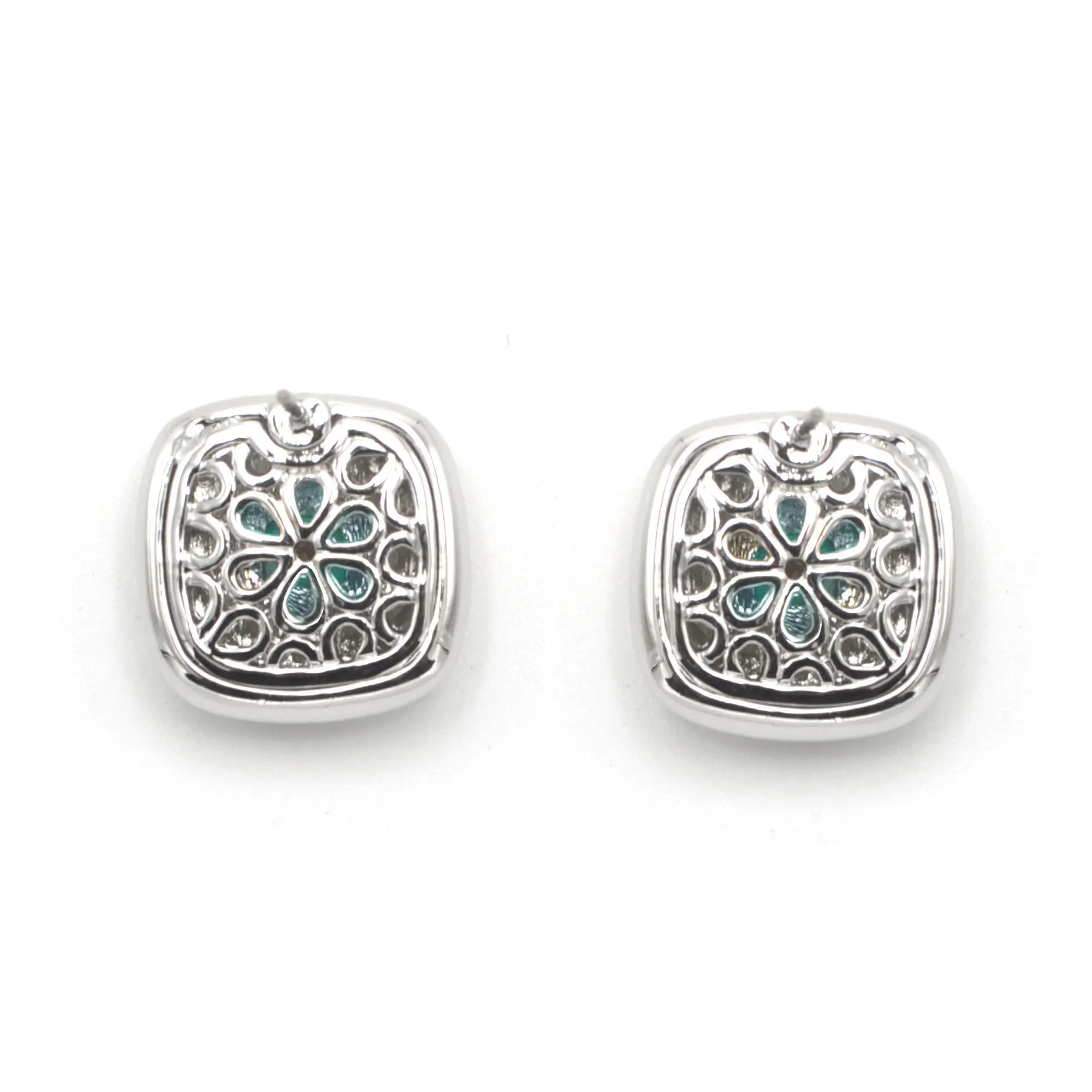 Two Tone Abalone Square Earrings Set# 73014ER-ABAL.(FA12)