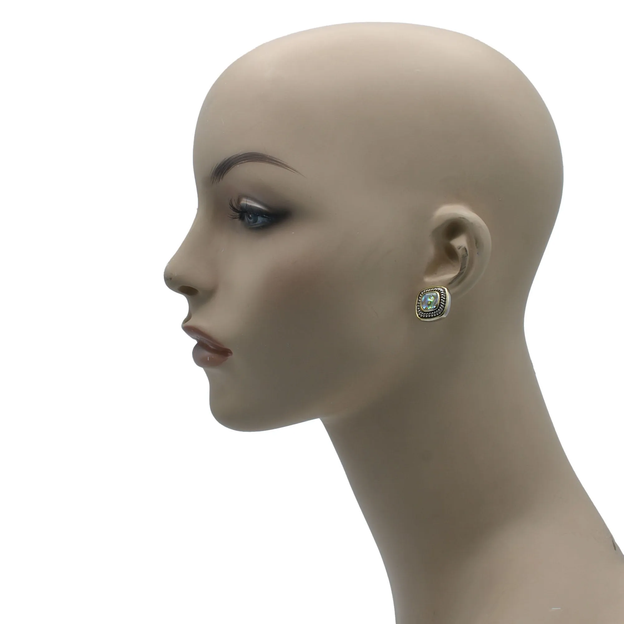 Two Tone Abalone Square Earrings Set# 73014ER-ABAL.(FA12)