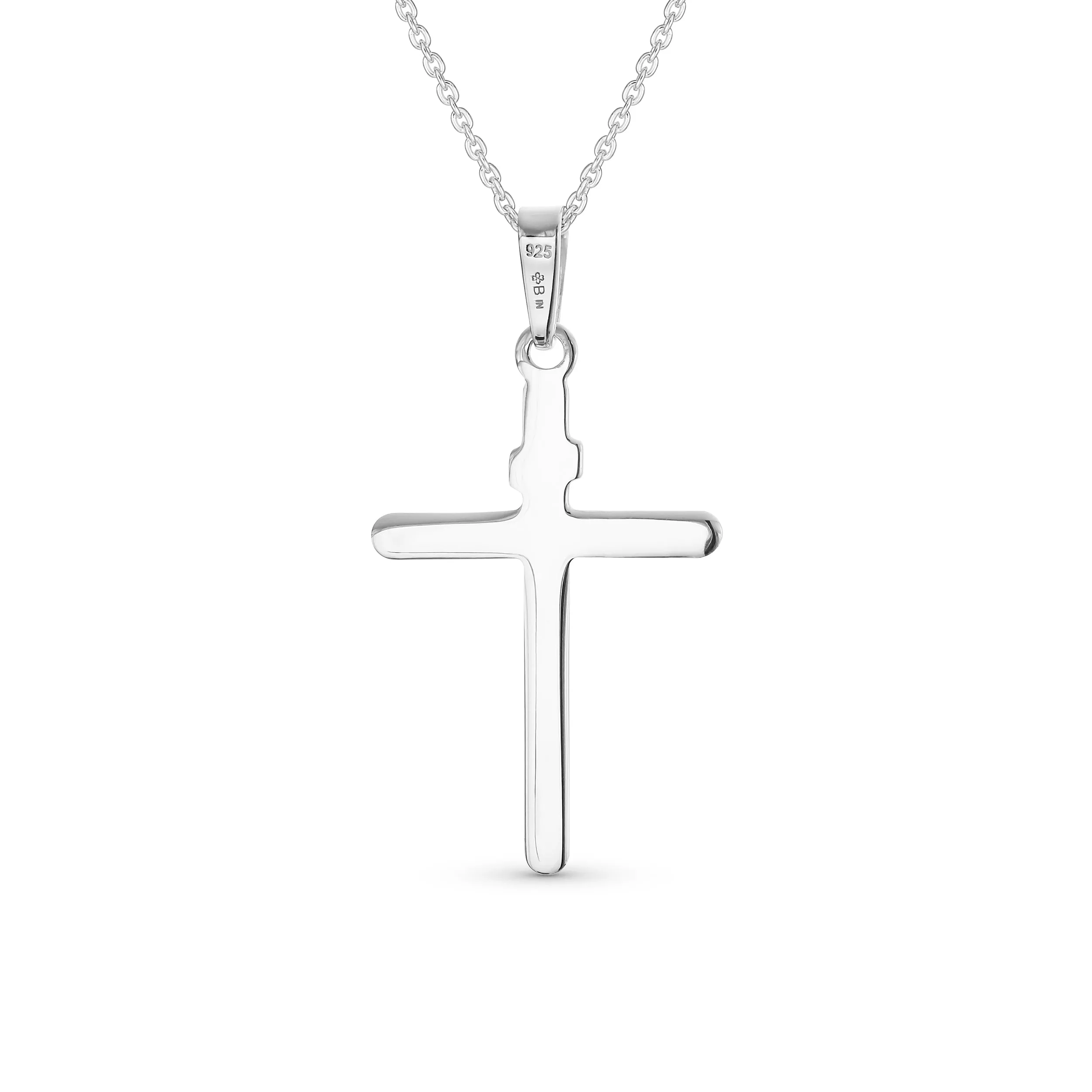 Unisex Sterling Silver INRI Jesus Crucifix Pendant Necklace with 18 Inch Chain