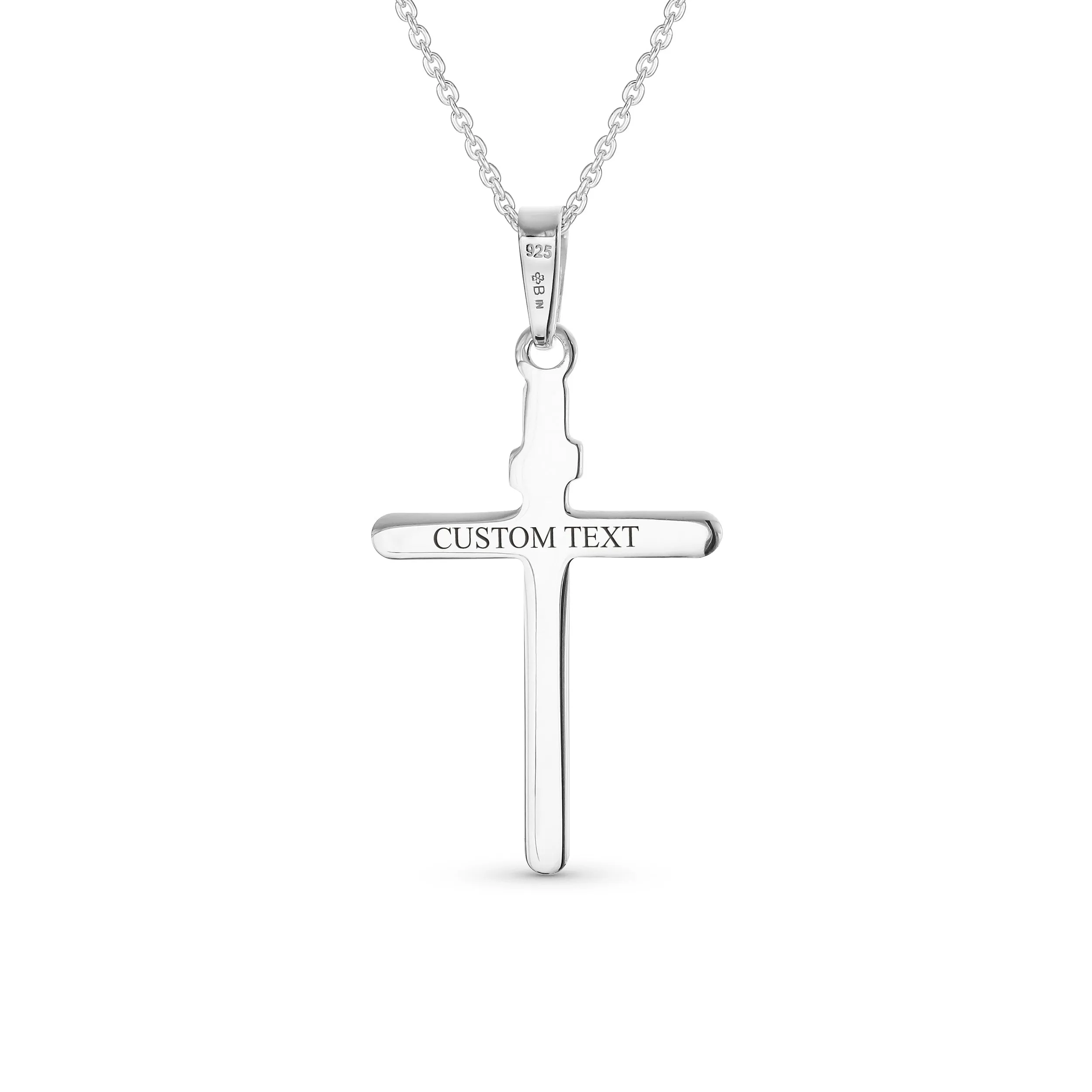 Unisex Sterling Silver INRI Jesus Crucifix Pendant Necklace with 18 Inch Chain