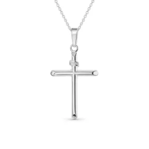 Unisex Sterling Silver INRI Jesus Crucifix Pendant Necklace with 18 Inch Chain