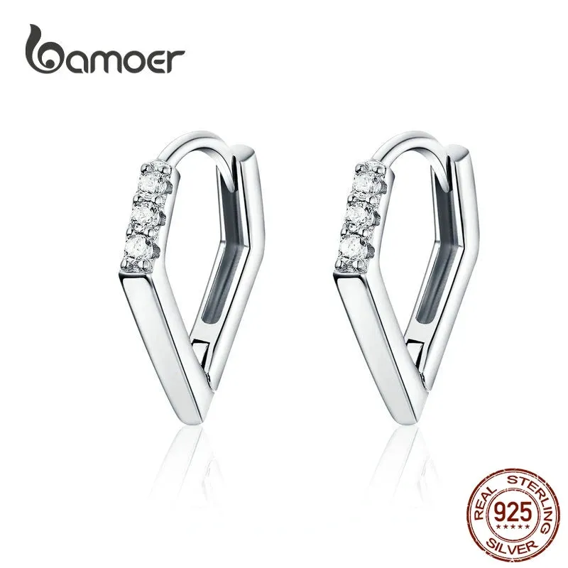 V-Shape Silver Authentic Hoop Earrings