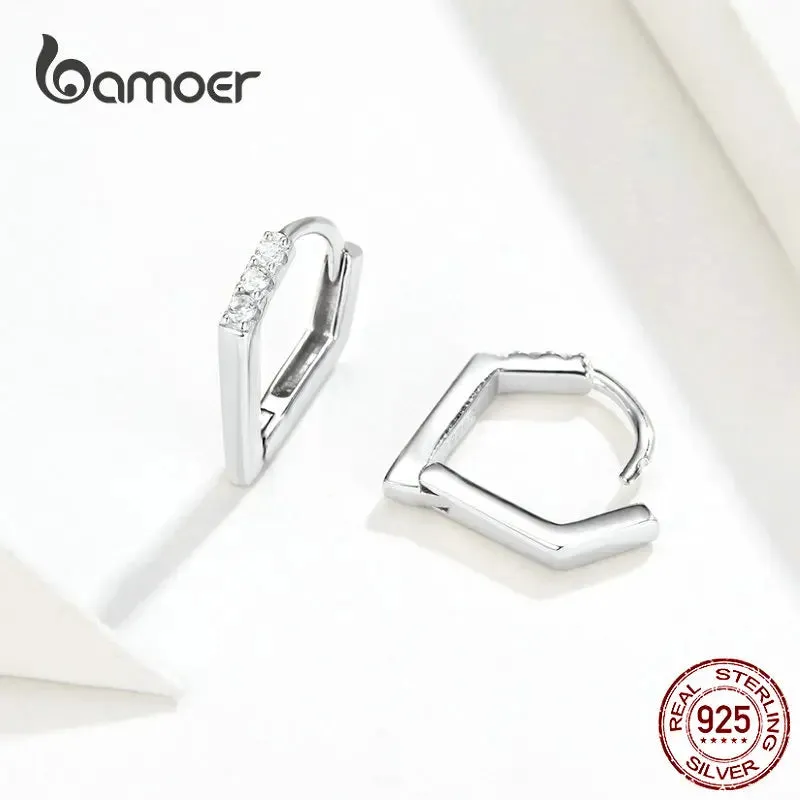 V-Shape Silver Authentic Hoop Earrings