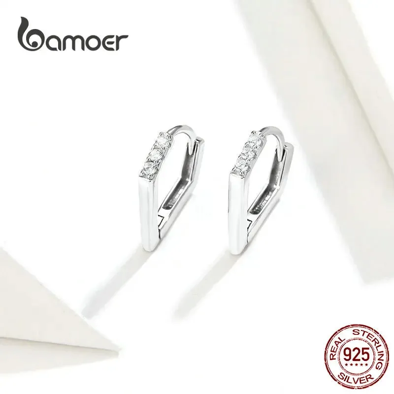 V-Shape Silver Authentic Hoop Earrings