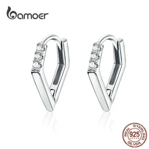 V-Shape Silver Authentic Hoop Earrings