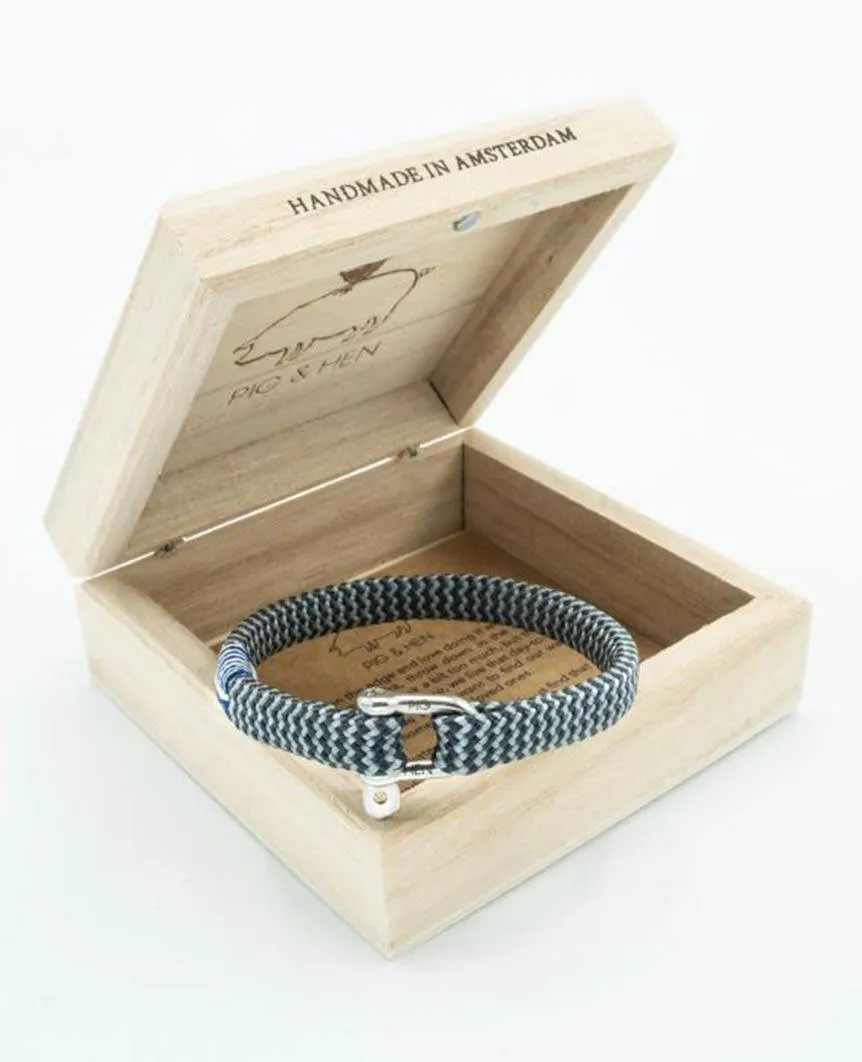 Vicious Vik Slate 7mm Flat Rope Bracelet Gray Light Gray Silver