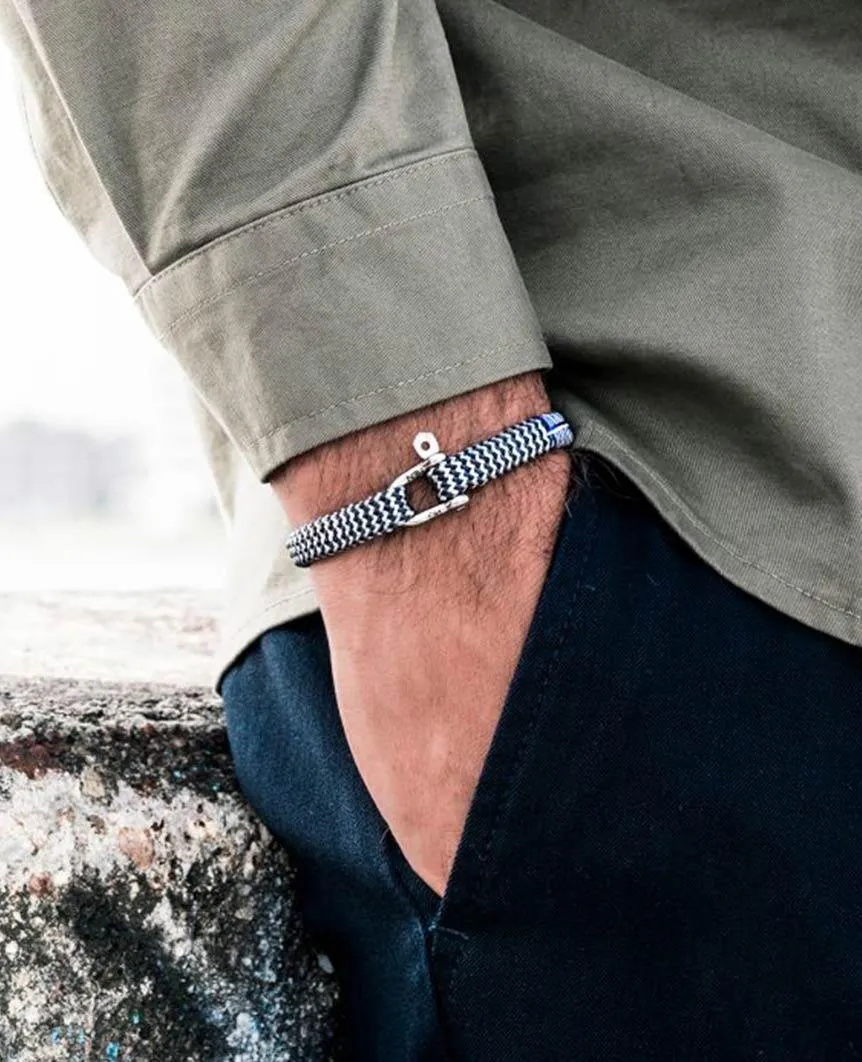 Vicious Vik Slate 7mm Flat Rope Bracelet Gray Light Gray Silver