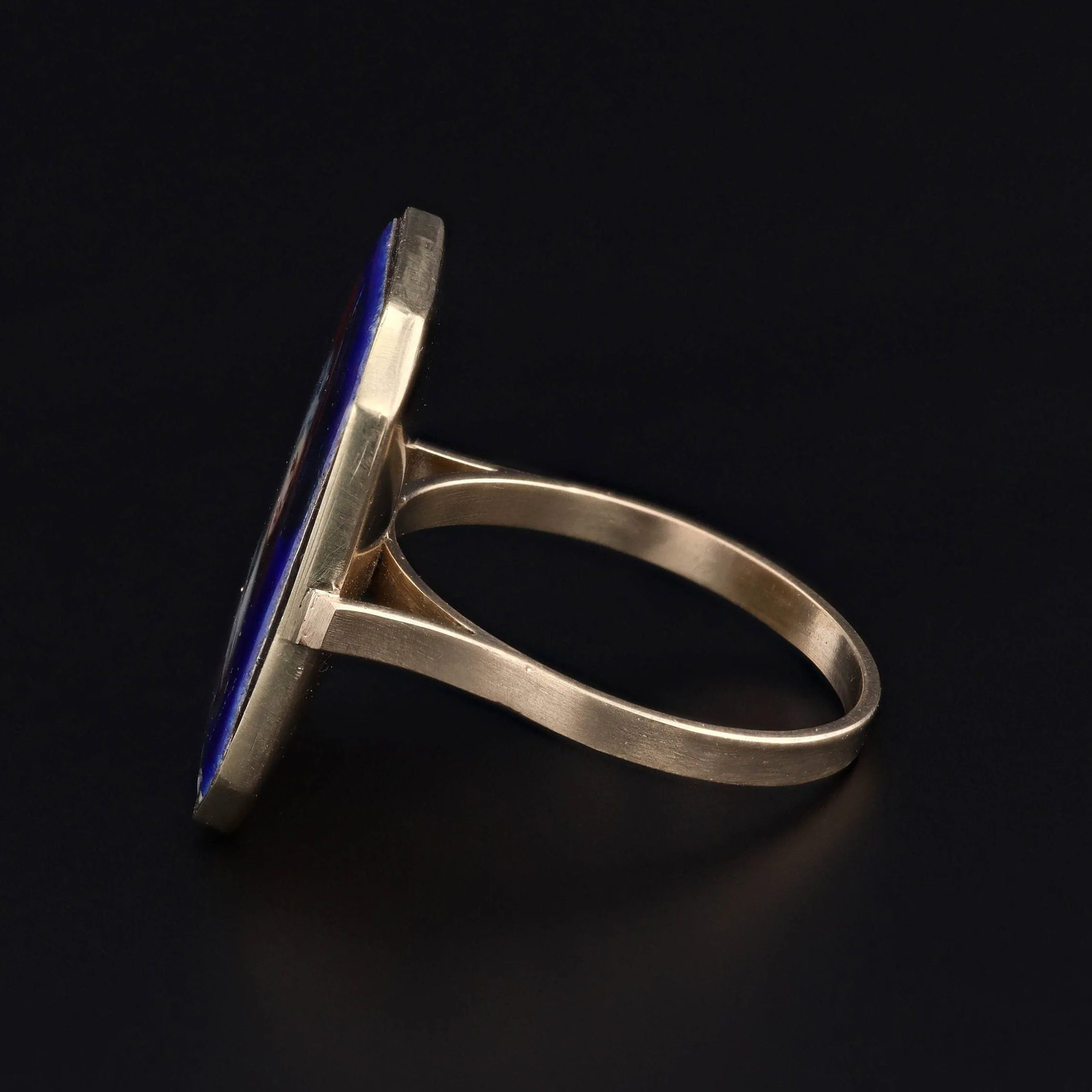 Victorian Blue Enamel Woman Conversion Ring of 14k Gold