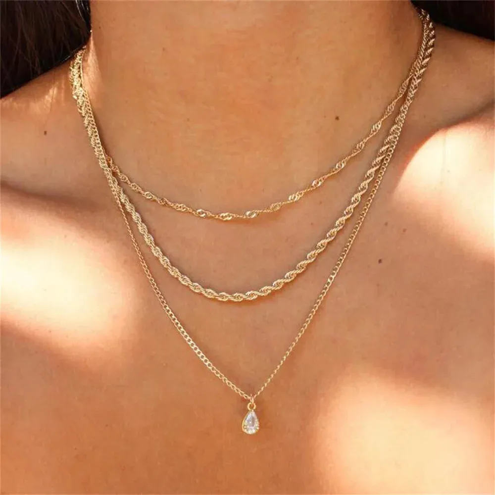 Vintage Geometric Exaggerated Artificial Pearl Chain Necklaces