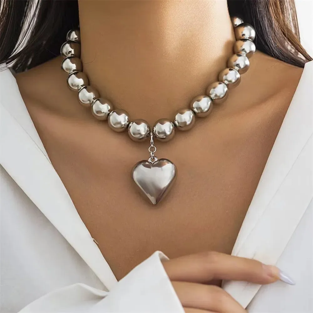 Vintage Geometric Exaggerated Artificial Pearl Chain Necklaces