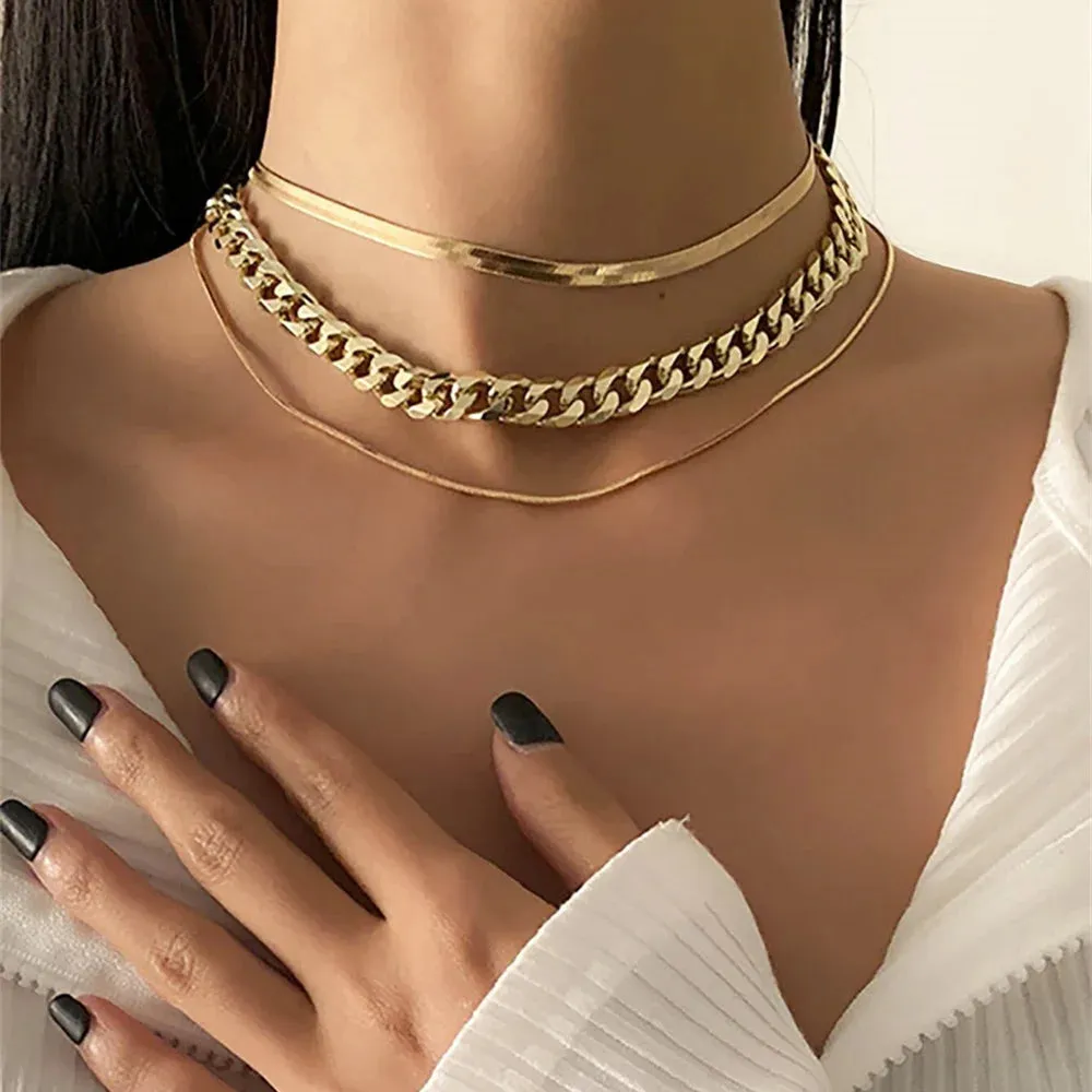 Vintage Geometric Exaggerated Artificial Pearl Chain Necklaces