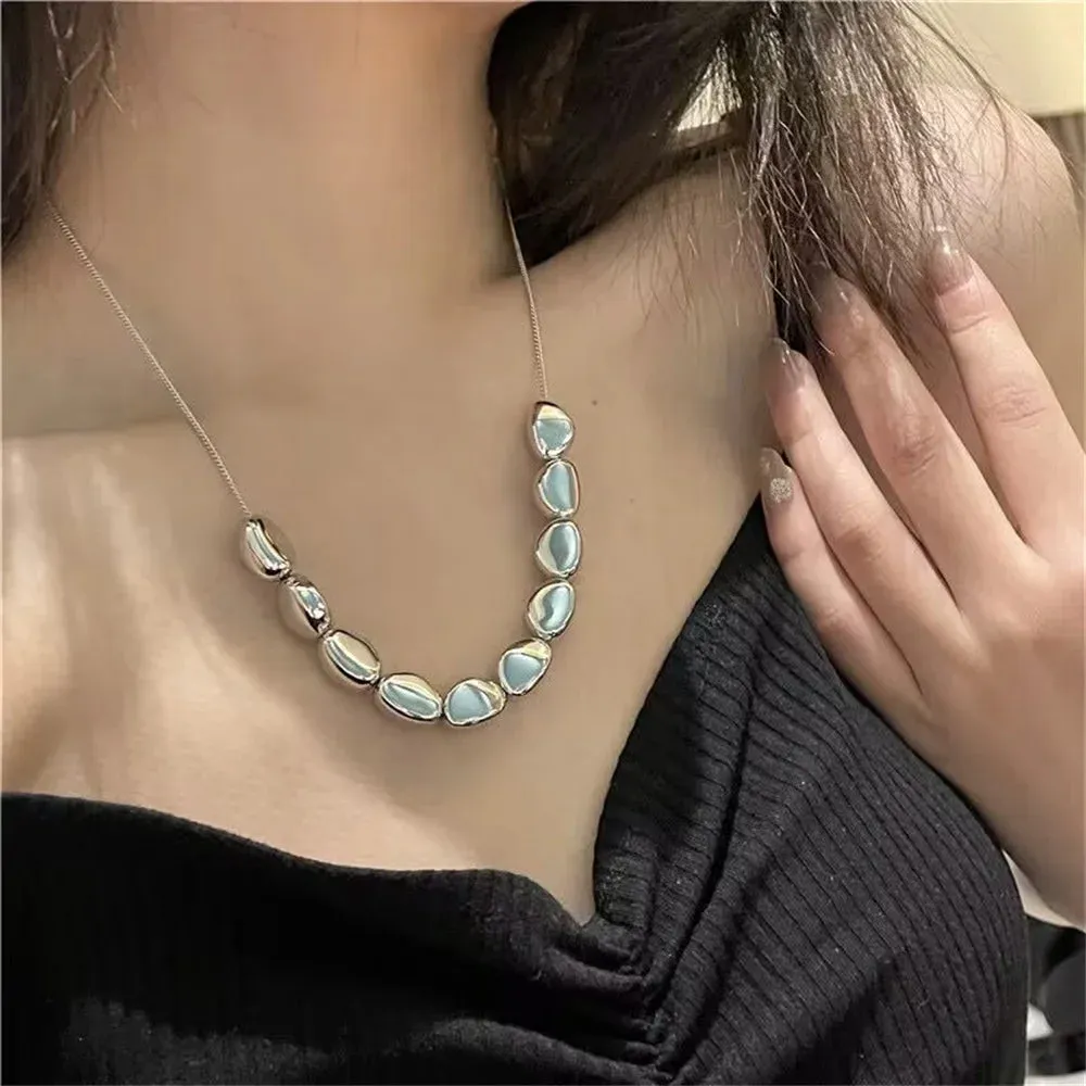 Vintage Geometric Exaggerated Artificial Pearl Chain Necklaces