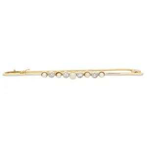 Vintage Old Cut Diamond and Pearl Bar Brooch