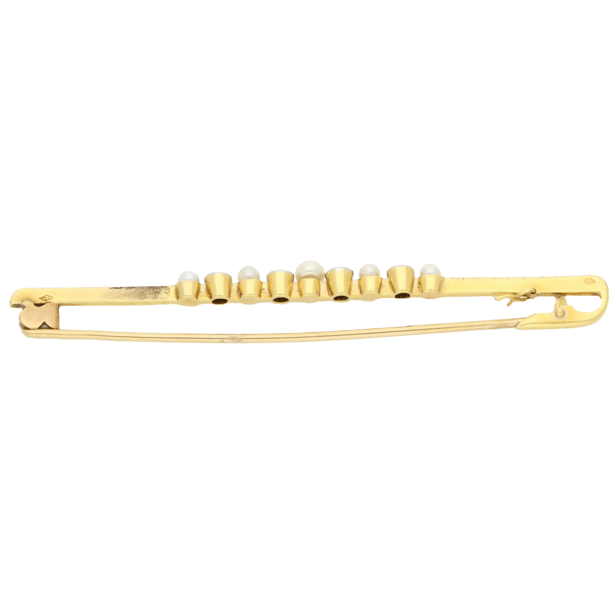 Vintage Old Cut Diamond and Pearl Bar Brooch