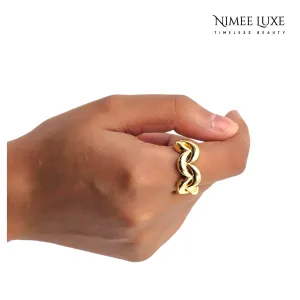 Wavy Adjustable Ring Gold Plated AR7