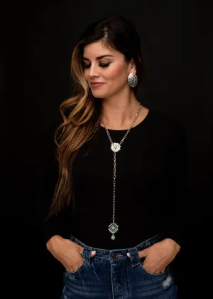 West and Co Turquoise Aztec Concho Lariat Necklace