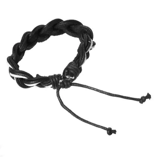 White & Black Cowhide Rope Braided Bracelet