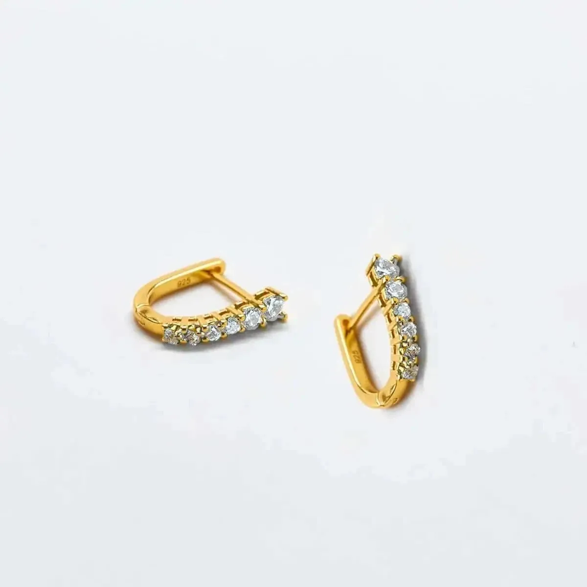 White CZ Huggie Hoop Earrings
