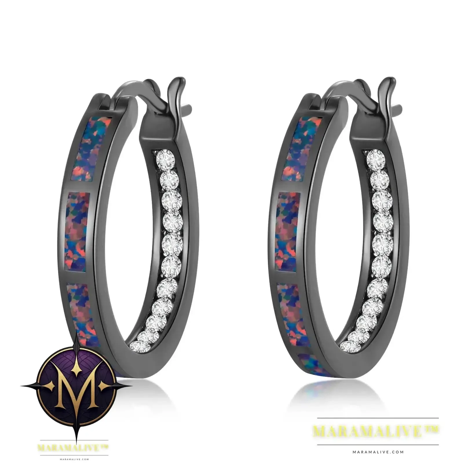 White Fire Opal Hoop Earrings With Stone Silver Plated Small Round Circle Chic Summer Punk Jewelry Best Gifts for Woman