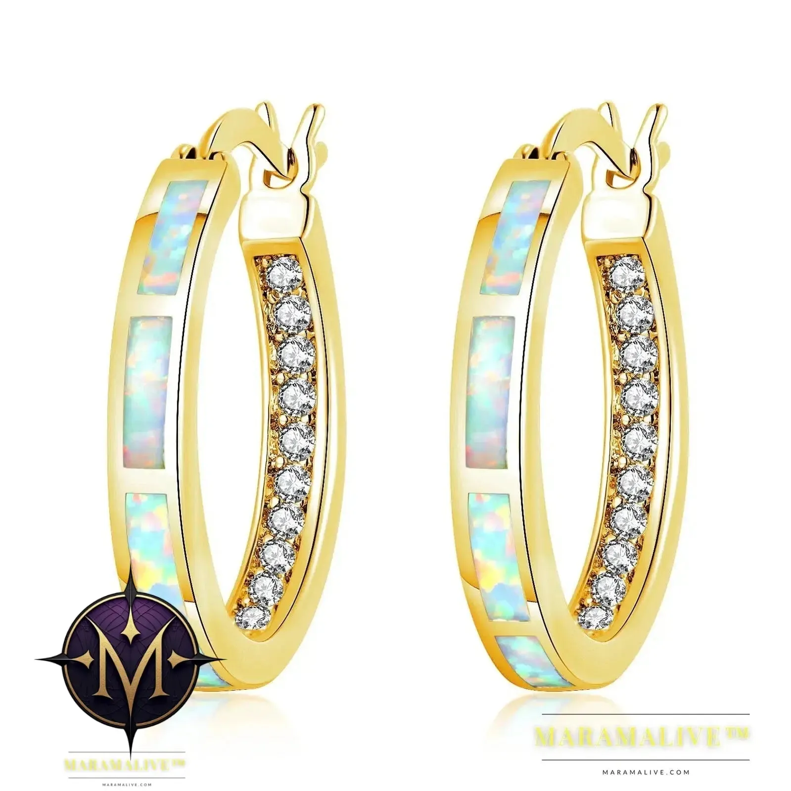 White Fire Opal Hoop Earrings With Stone Silver Plated Small Round Circle Chic Summer Punk Jewelry Best Gifts for Woman