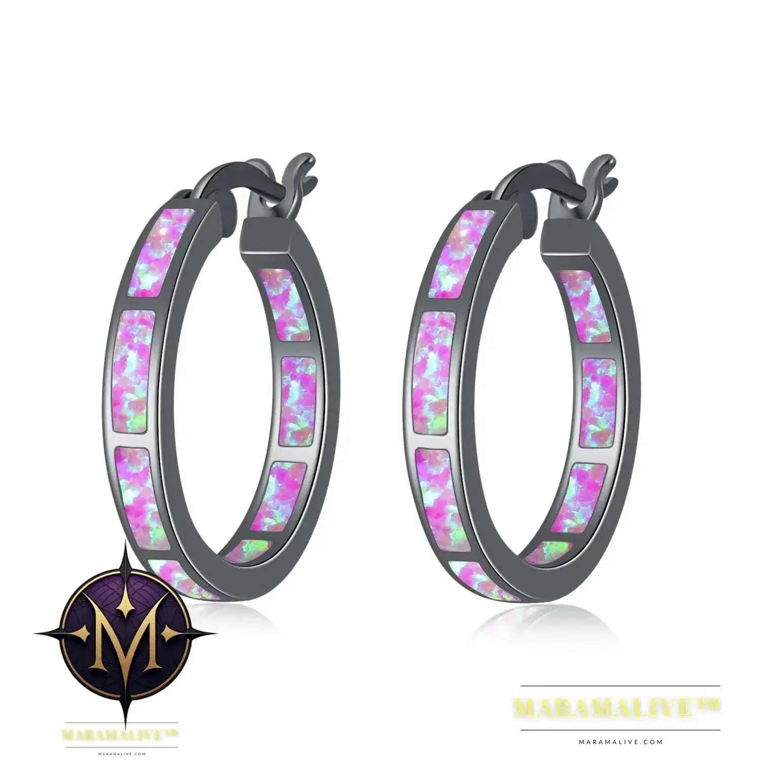 White Fire Opal Hoop Earrings With Stone Silver Plated Small Round Circle Chic Summer Punk Jewelry Best Gifts for Woman