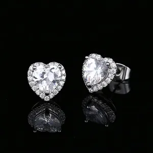 White Gold Plated Cubic Zirconia Earrings Studs
