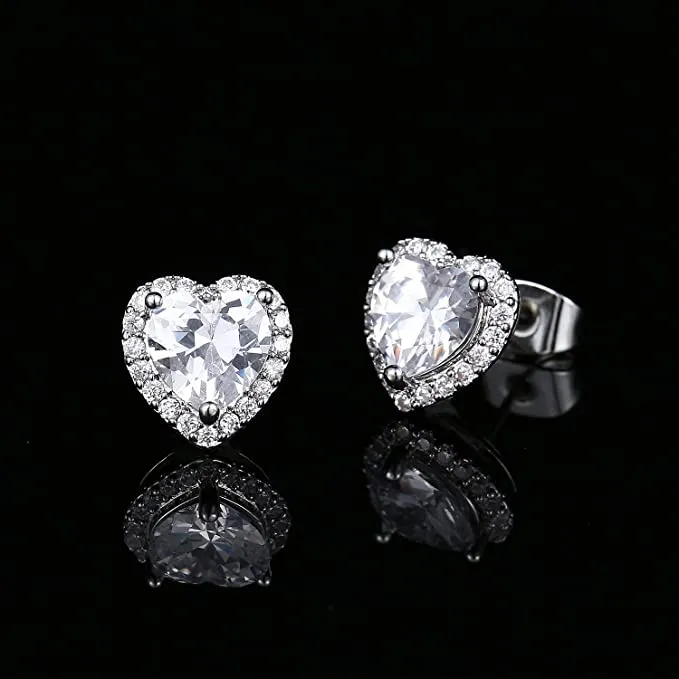 White Gold Plated Cubic Zirconia Earrings Studs