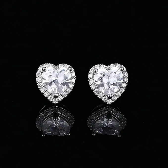 White Gold Plated Cubic Zirconia Earrings Studs