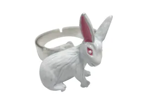 White Rabbit Hare Adjustable Size Fashion Ring