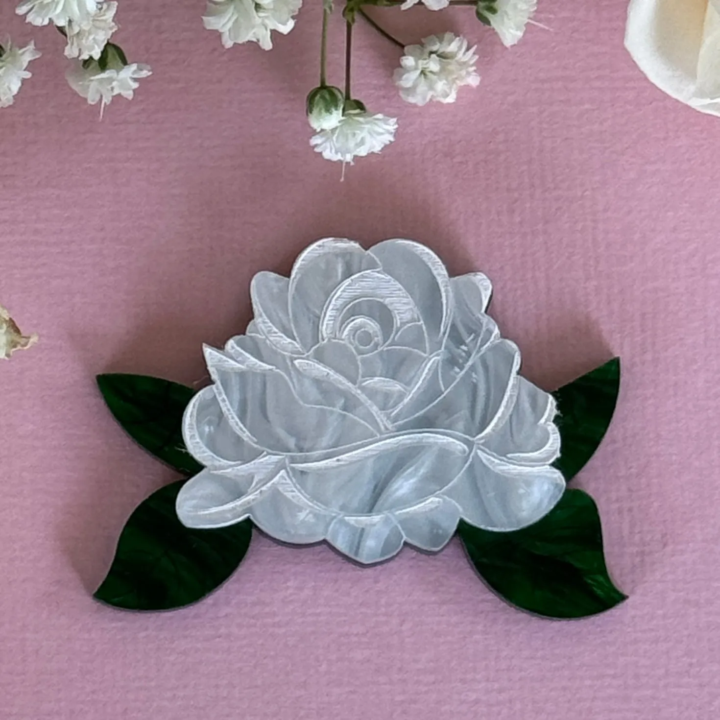 White rose - mini brooch