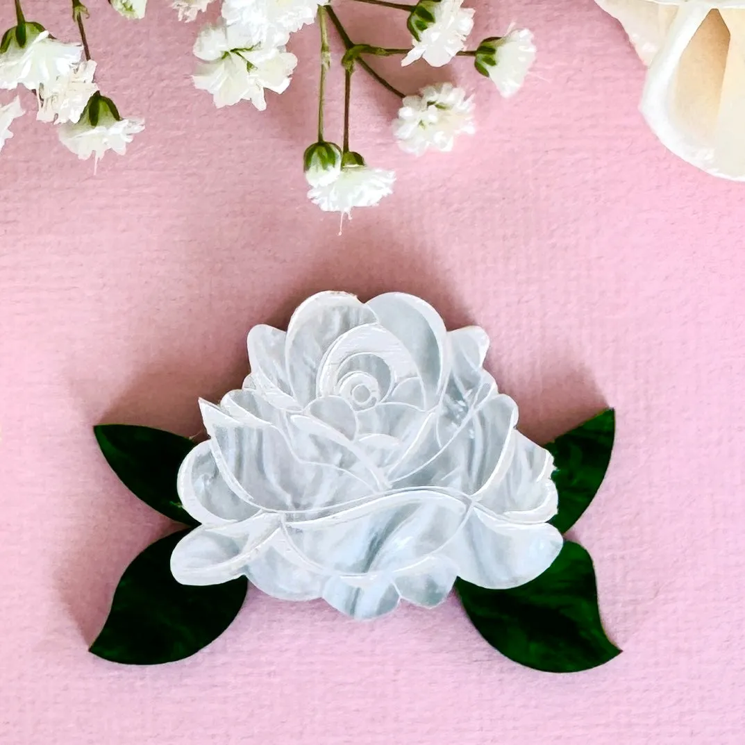 White rose - mini brooch