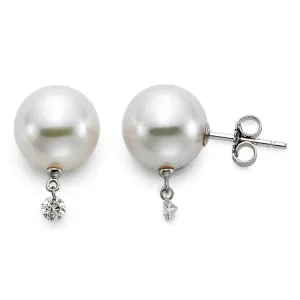 WHITE SOUTH SEA CULTURED PEARL CHARM STUD EARRINGS