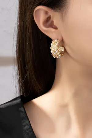 Wide Hoop With Mini Pearls In Gold