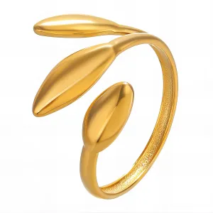 Willow Leaf Wrap Ring – Adjustable 18K Gold