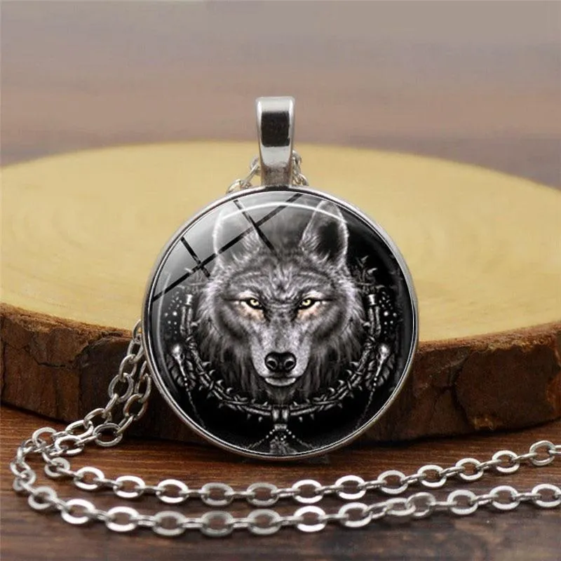 Wolf Glass Pendant Necklace