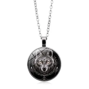 Wolf Glass Pendant Necklace