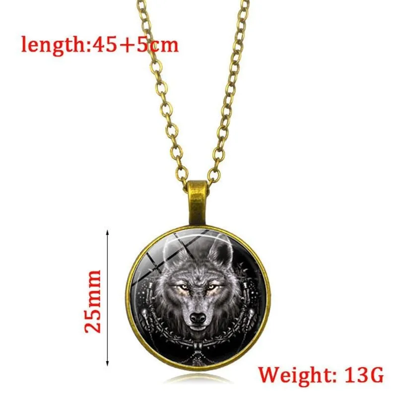 Wolf Glass Pendant Necklace