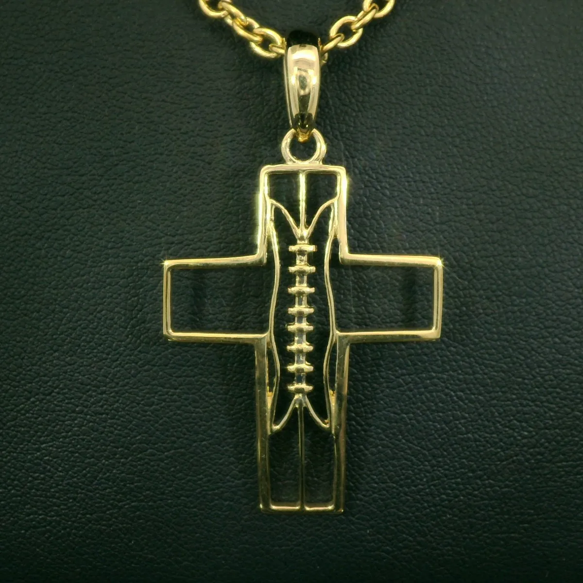 XL Gridiron Football Cross Necklace | Gold | Ready To Ship