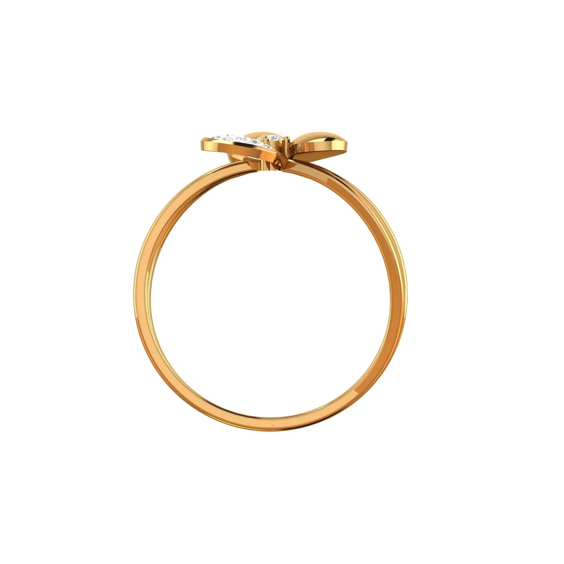 Yellow Gold Plated Adjustable Petal Silver Stylish Ring For Women