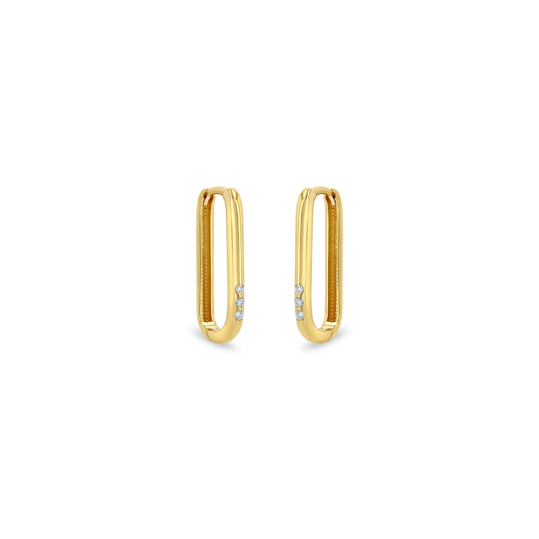 Zoe Chicco 3 Diamond Thick Large Oval Hinge Hoop